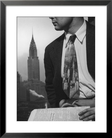Male Model Wearing The Latest Trend With A Photogrpahic Fabric Rendition by Nina Leen Pricing Limited Edition Print image