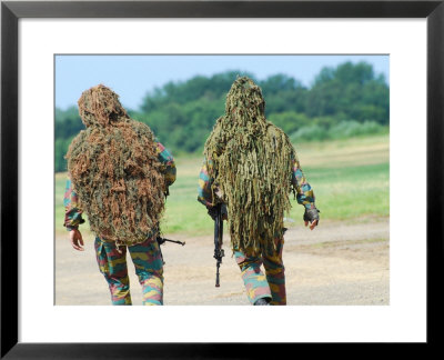 Two Snipers Of The Belgian Army Dressed In Ghillie Suits by Stocktrek Images Pricing Limited Edition Print image