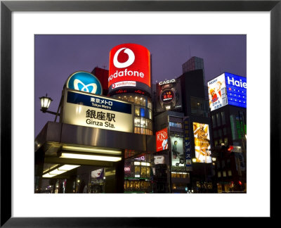 Neon Lights Of Ginza At Night, Ginza, Tokyo, Honshu, Japan by Gavin Hellier Pricing Limited Edition Print image