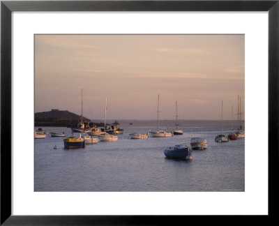Boats In The Harbour At Sunset, Ile Grande, Cote De Granit Rose, Cotes D'armor, Brittany, France by David Hughes Pricing Limited Edition Print image