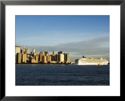 Lower Manhattan Skyline And Cruise Ship Across The Hudson River, New York City, New York, Usa by Amanda Hall Pricing Limited Edition Print image