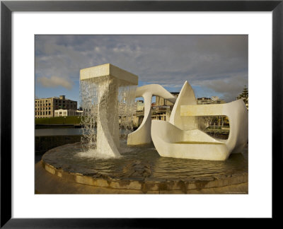Sculpture With Water Fall On The Edge Of Frank Kitts Park, Wellington, North Island, New Zealand by Don Smith Pricing Limited Edition Print image