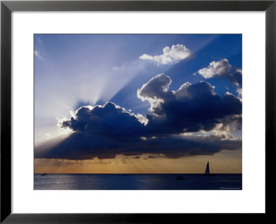 Sunset Shining Through Clouds, Isla Cozumel, Quitana Roo, Mexico by Richard Cummins Pricing Limited Edition Print image