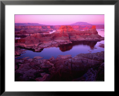 Lake Powell, Gunsight Butte And Bay With Navajo Mountain At Dusk From Romana Mesa by Witold Skrypczak Pricing Limited Edition Print image