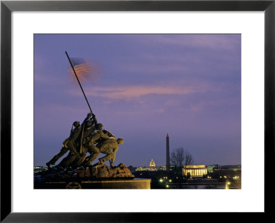 Iwo Jima Monument And Skyline Of D.C. At Night, Washington, D.C. by Kenneth Garrett Pricing Limited Edition Print image