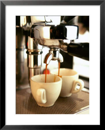 Espresso Running Out Of Espresso Machine Into Two Cups by Stefan Braun Pricing Limited Edition Print image