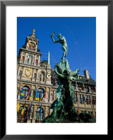 Brabo Fountain And Town Hall, Antwerp, Eastern Flanders, Belgium by Steve Vidler Pricing Limited Edition Print image