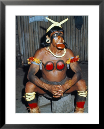 Suya Indian Dressed For Dance, Brazil, South America by Robin Hanbury-Tenison Pricing Limited Edition Print image