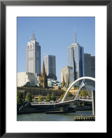 Footbridge Over The River Yarra And City Skyline, Melbourne, Victoria, Australia by Ken Gillham Pricing Limited Edition Print image