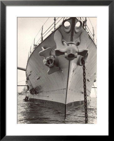 Heavy Anchors Hanging From The Battleship U.S.S. Maryland As It Rests Anchored In The Harbor by Margaret Bourke-White Pricing Limited Edition Print image