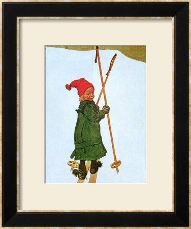 Little Girl Skiing by Carl Larsson Pricing Limited Edition Print image