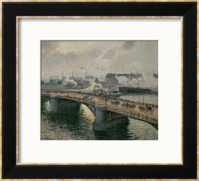 Sunset Over The Boieldieu Bridge At Rouen, 1896 by Camille Pissarro Pricing Limited Edition Print image
