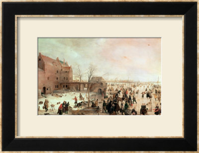 A Scene On The Ice Near A Town, Circa 1615 by Hendrik Avercamp Pricing Limited Edition Print image