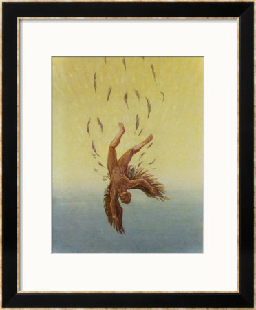 Icarus Falls From The Sky As The Sun Melts His Wings by A.W. Diggelmann Pricing Limited Edition Print image
