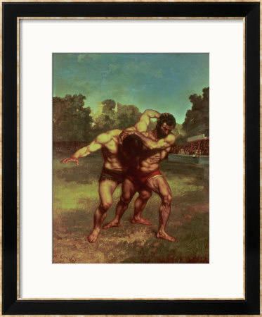 The Wrestlers, 1853 by Gustave Courbet Pricing Limited Edition Print image