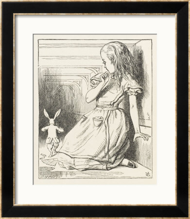Alice Watches The White Rabbit Disappear Down The Hallway by John Tenniel Pricing Limited Edition Print image