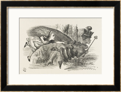 Alice And The Red Queen Fly Hand-In-Hand by John Tenniel Pricing Limited Edition Print image