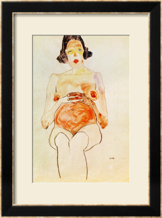 Red Nude, Pregnant, 1910 by Egon Schiele Pricing Limited Edition Print image