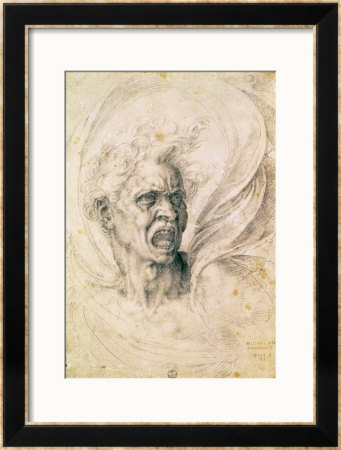 Study Of A Man Shouting by Michelangelo Buonarroti Pricing Limited Edition Print image