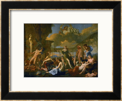 Flora's Realm, 1631, Three Gods, Flora, Apollo And Pan; Ajax Killing Himself by Nicolas Poussin Pricing Limited Edition Print image