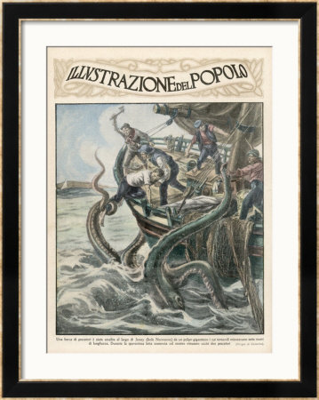 Fishermen Of Jersey Channel Islands Desperately Fight This Giant Squid by Gustavino Pricing Limited Edition Print image