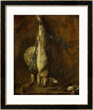 Dead Hare, Game Bag And Powder-Flask, A Thrush And A Lark by Jean-Baptiste Simeon Chardin Pricing Limited Edition Print image