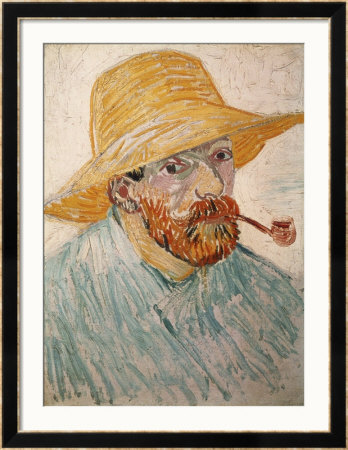 Self-Portrait With Pipe And Straw Hat, C.1888 by Vincent Van Gogh Pricing Limited Edition Print image