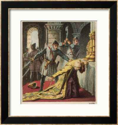 Thomas A Becket Archbishop Of Canterbury Is Murdered Is His Own Cathedral By Knights by Joseph Kronheim Pricing Limited Edition Print image