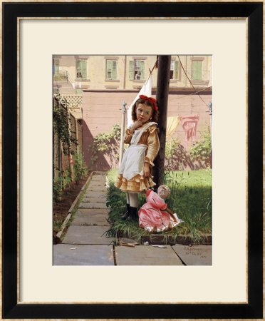 Young Girl In A New York Garden, 1871 by John George Brown Pricing Limited Edition Print image