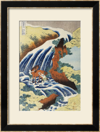 Two Men Washing A Horse In A Waterfall by Katsushika Hokusai Pricing Limited Edition Print image