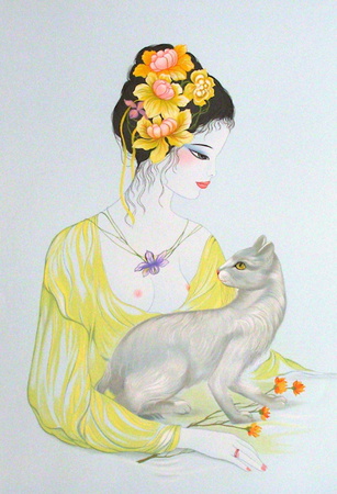 Jeune Fille Au Chat by Mara Tran-Long Pricing Limited Edition Print image