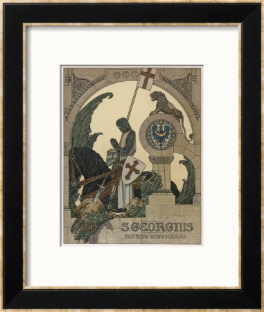 Saint George Praying After Slaying The Dragon by Heinrich Lefler Pricing Limited Edition Print image