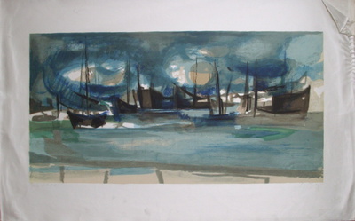 Ciel Charge Sur Le Port by Marcel Mouly Pricing Limited Edition Print image
