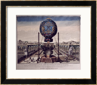 View Of The Montgolfier Brothers' Balloon Experiment In The Garden Of M. Reveillon by Claude Louis Desrais Pricing Limited Edition Print image