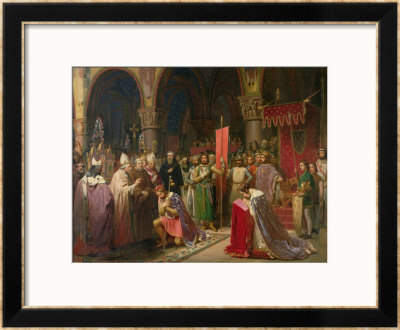Louis Vii (Circa 1120-1180) The Young, King Of France Taking The Banner In St. Denis In 1147, 1840 by Jean Baptiste Mauzaisse Pricing Limited Edition Print image