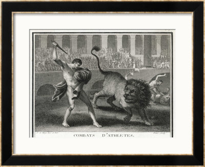 Ancient Rome Gladiators Fighting Lions In An Arena by Patas Pricing Limited Edition Print image
