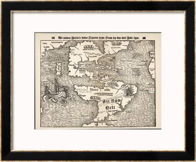 Map Showing The Discoveries By Explorers During The First Half-Century After Columbus by Sebastian Munster Pricing Limited Edition Print image