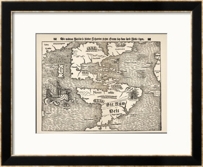 Map Showing The Discoveries By Explorers During The First Half-Century After Columbus by Sebastian Munster Pricing Limited Edition Print image