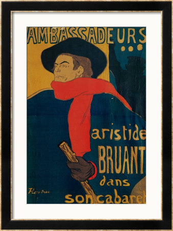 Aristide Bruant, Singer And Composer, At Les Ambassadeurs On The Champs Elysees, Paris, 1892 by Henri De Toulouse-Lautrec Pricing Limited Edition Print image