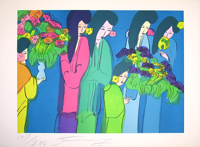 Frauen Mit Blumen by Walasse Ting Pricing Limited Edition Print image