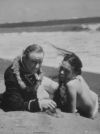 Marlon Brando And Tarita Lying On The Beach During The Filming Of Mutiny On The Bounty by Grey Villet Pricing Limited Edition Print image