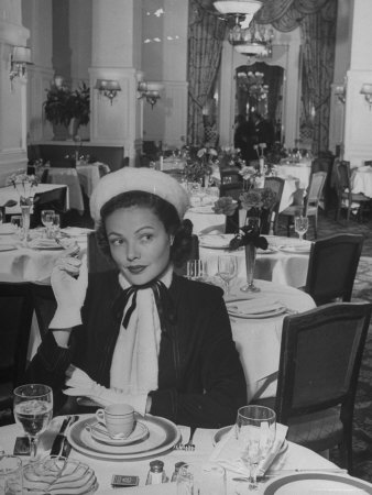 Gene Tierney Sitting At Table Re Fall Fashions by Peter Stackpole Pricing Limited Edition Print image