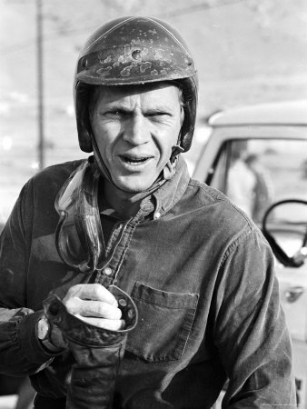 Actor Steve Mcqueen Wearing Helmet During 500 Mi. Motorbike Race Across Mojave Desert by John Dominis Pricing Limited Edition Print image