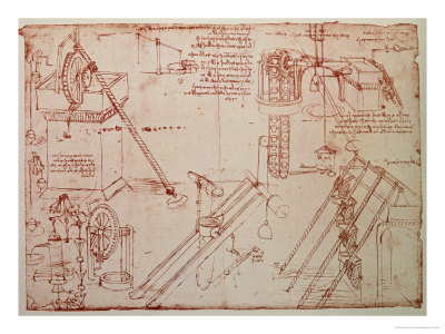 Studies Of Hydraulic Devices, Codex Atlanticus, 1478-1518 by Leonardo Da Vinci Pricing Limited Edition Print image