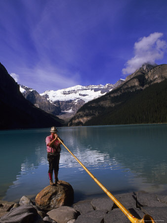 Man Playing Swiss Alphorn, Canada by Bill Bachmann Pricing Limited Edition Print image