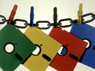 Floppy Discs Hung Out To Dry On Chain by Walter Geiersperger Pricing Limited Edition Print image