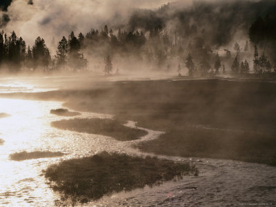 Early Morning Sunlight Over Steaming Hot Springs Of Firehole Lake Drive, Yellowstone Np, Wyoming by Stephen Saks Pricing Limited Edition Print image