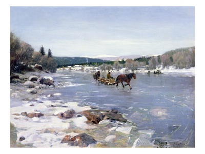 Hauling Timber, 1889 (Oil On Canvas) by Nils Hansteen Pricing Limited Edition Print image