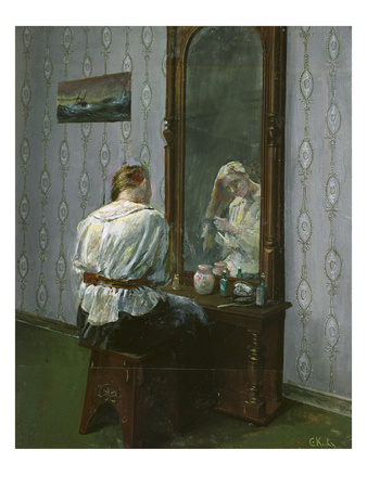 In Front Of The Mirror (Oil On Canvas) by Christian Krohg Pricing Limited Edition Print image