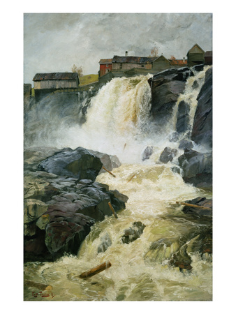 Haug Falls, Modum, 1883 (Oil On Panel) by Fritz Thaulow Pricing Limited Edition Print image